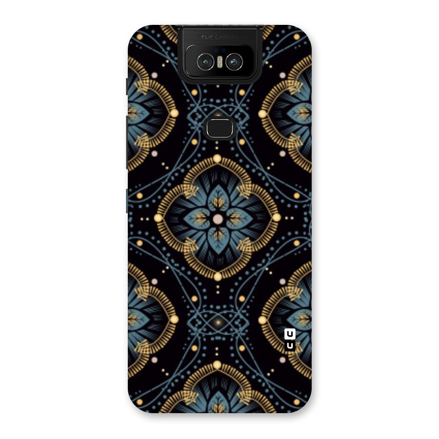 Blue With Black Flower Back Case for Zenfone 6z