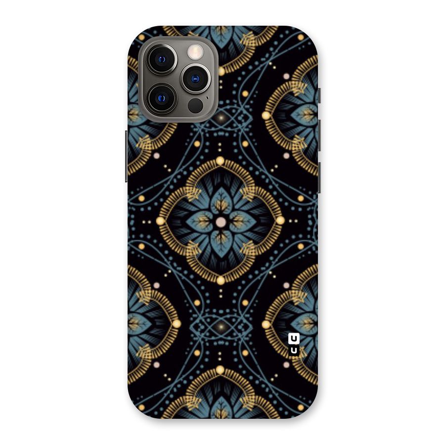 Blue With Black Flower Back Case for iPhone 12 Pro
