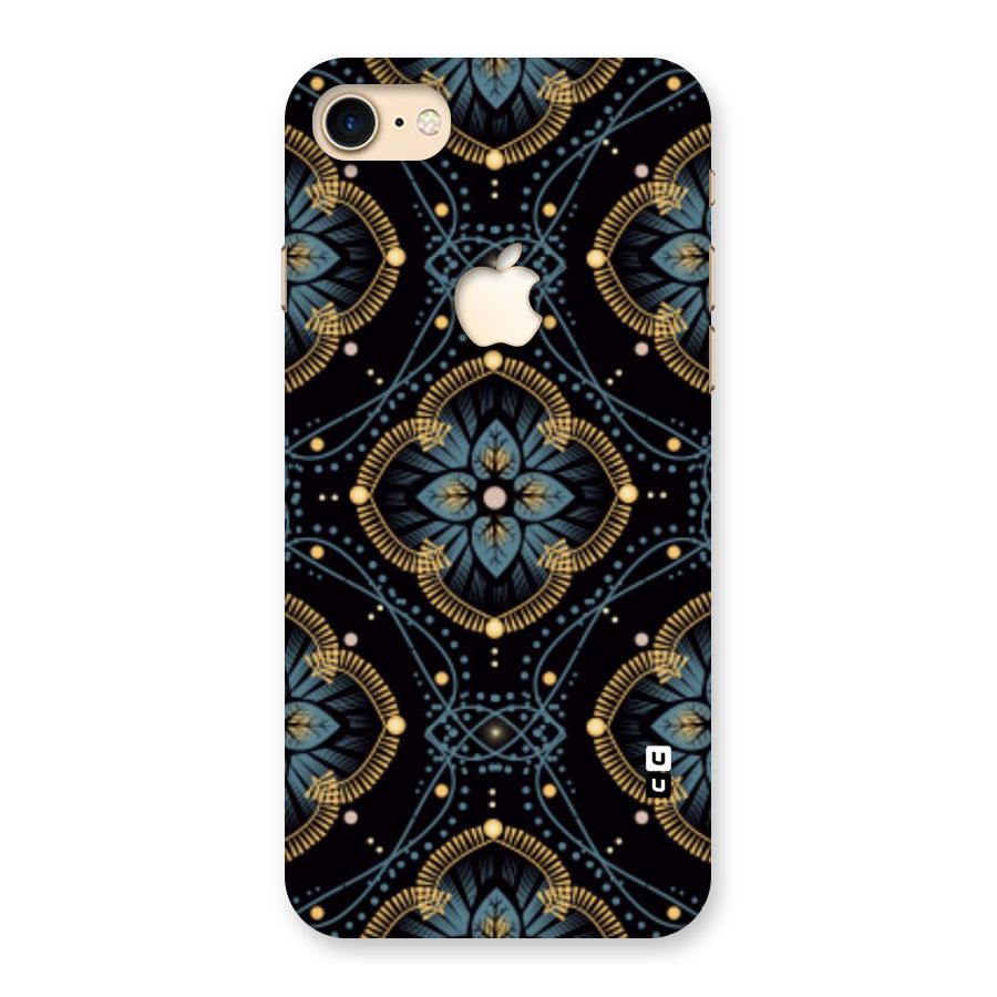 Blue With Black Flower Back Case for iPhone 7 Apple Cut