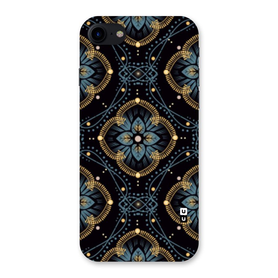 Blue With Black Flower Back Case for iPhone SE 2020
