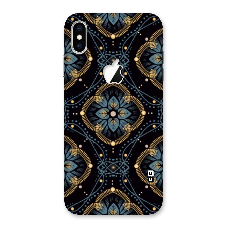 Blue With Black Flower Back Case for iPhone XS Max Apple Cut