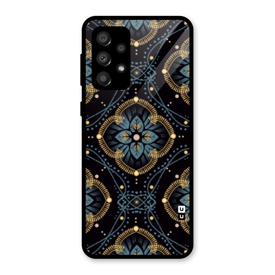 Blue With Black Flower Glass Back Case for Galaxy A32