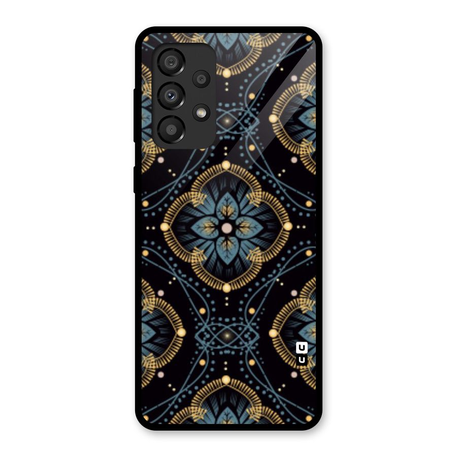 Blue With Black Flower Glass Back Case for Galaxy A33 5G
