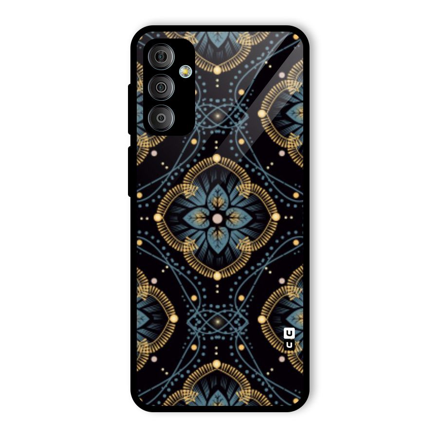 Blue With Black Flower Glass Back Case for Galaxy F23