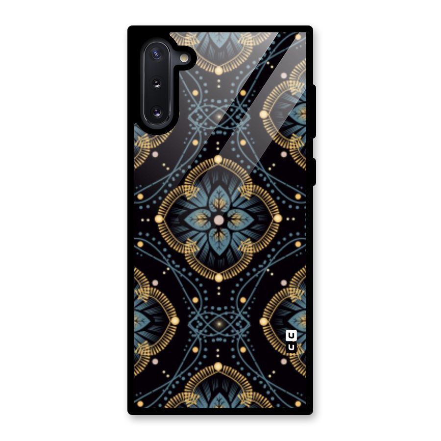 Blue With Black Flower Glass Back Case for Galaxy Note 10