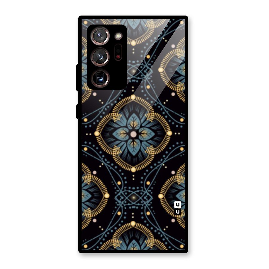 Blue With Black Flower Glass Back Case for Galaxy Note 20 Ultra