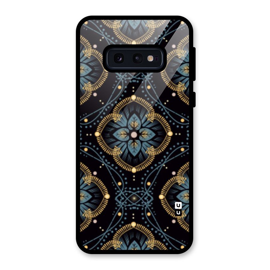 Blue With Black Flower Glass Back Case for Galaxy S10e