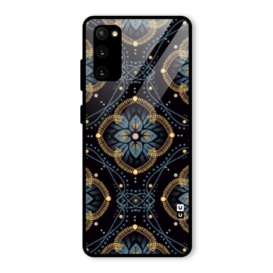 Blue With Black Flower Glass Back Case for Galaxy S20 FE 5G