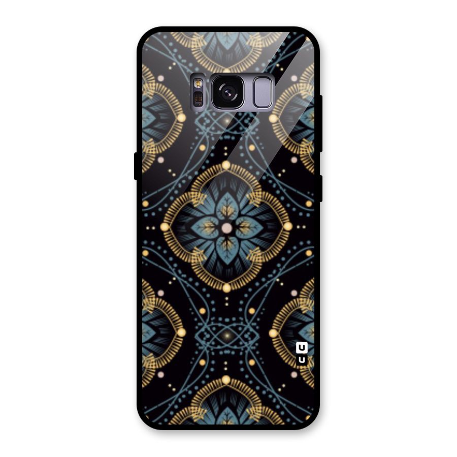 Blue With Black Flower Glass Back Case for Galaxy S8
