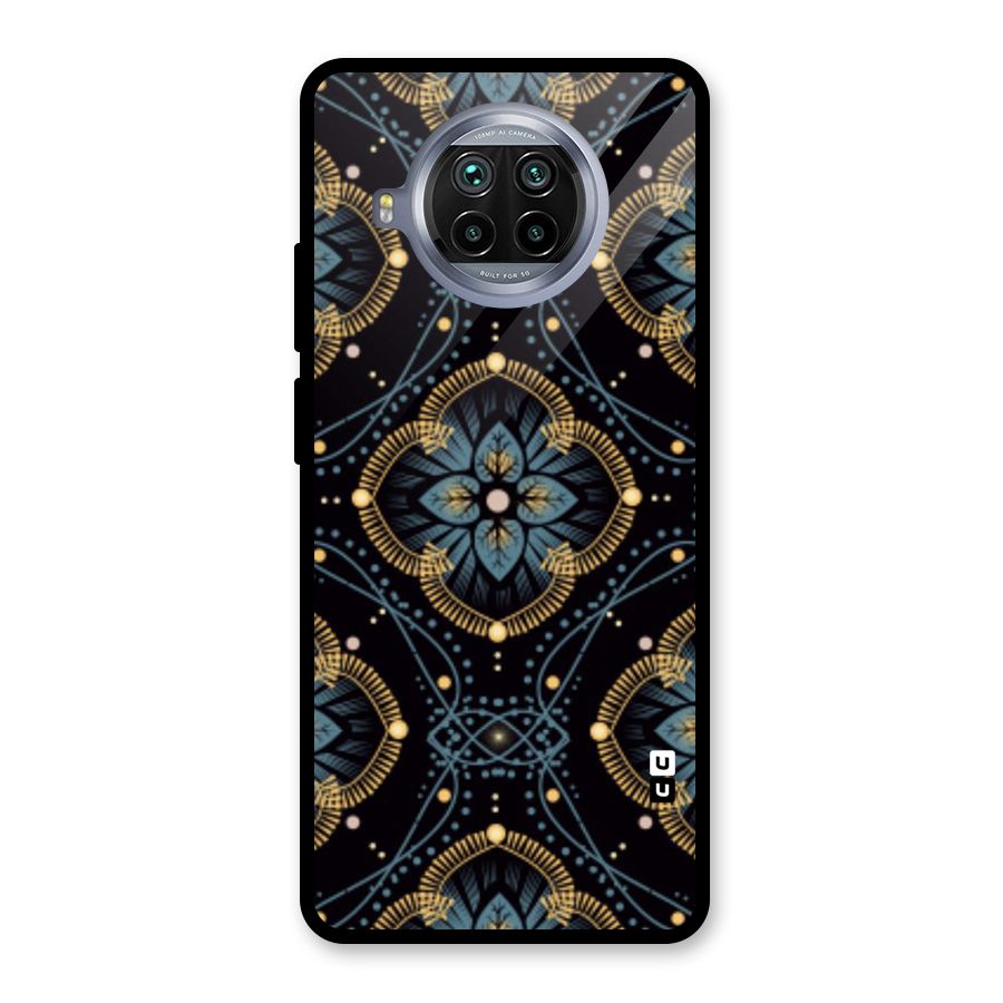 Blue With Black Flower Glass Back Case for Mi 10i