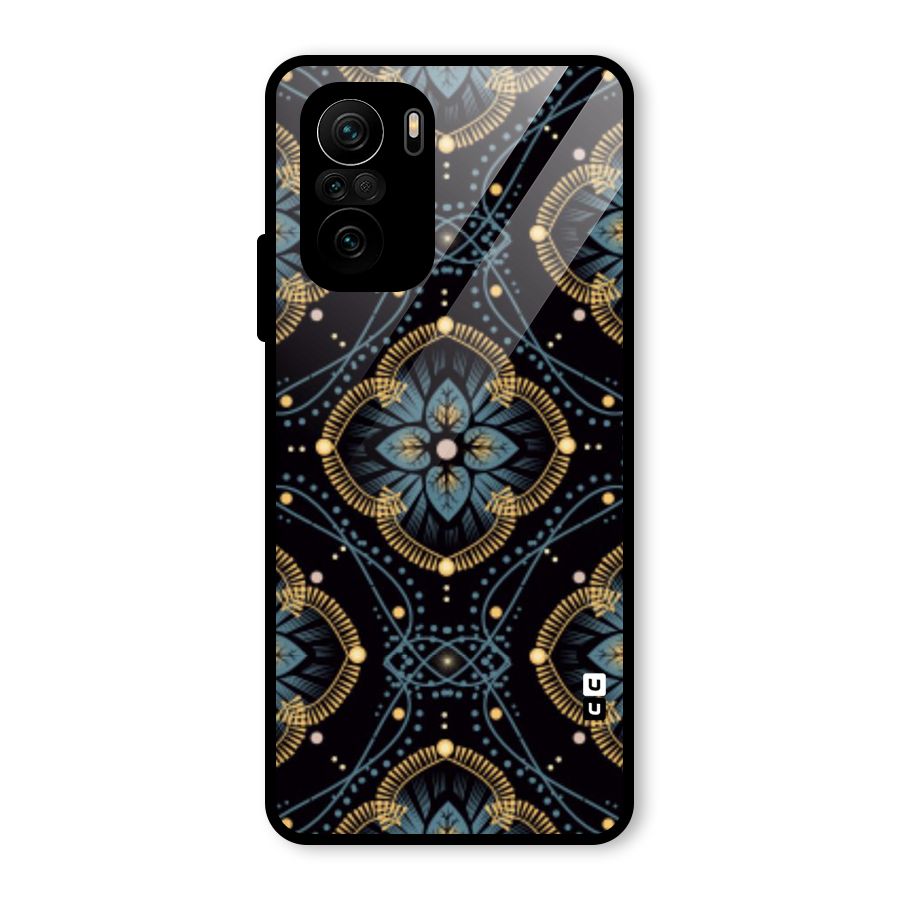 Blue With Black Flower Glass Back Case for Mi 11x