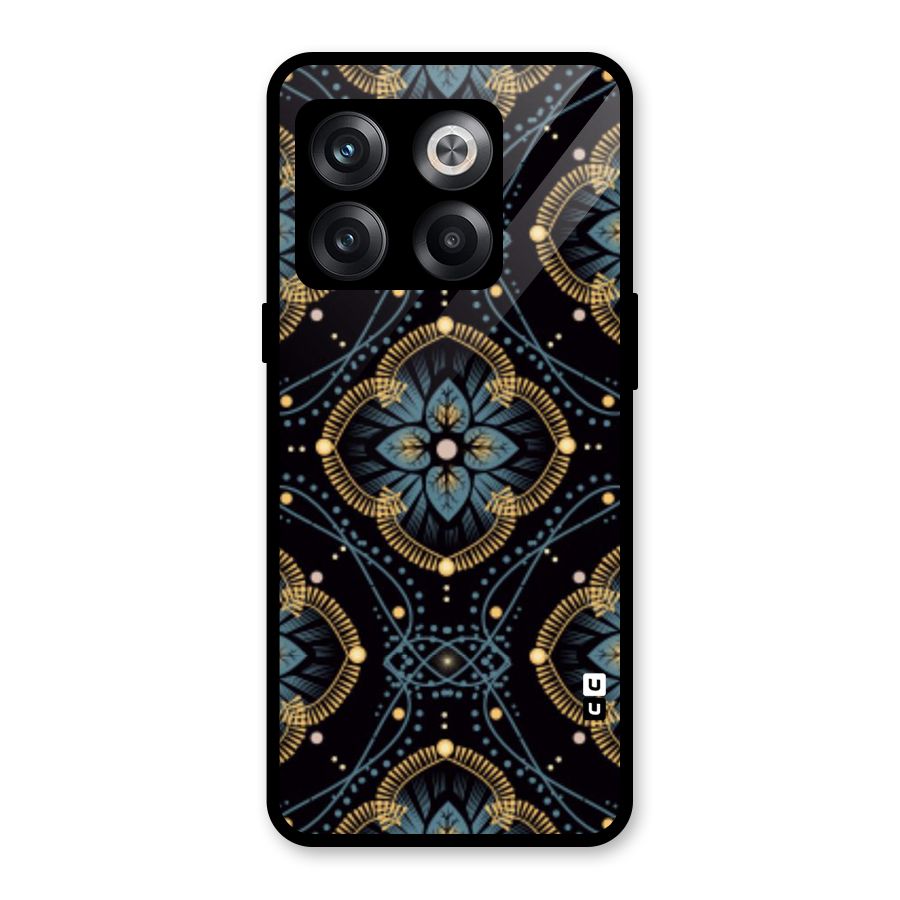 Blue With Black Flower Glass Back Case for OnePlus 10T