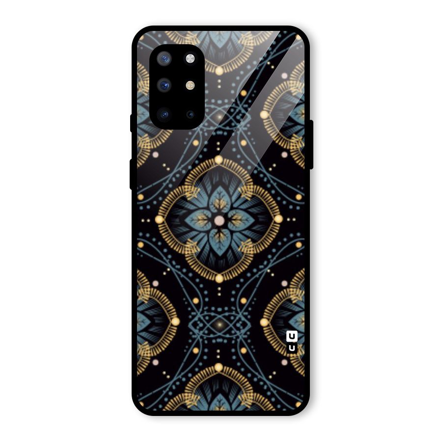 Blue With Black Flower Glass Back Case for OnePlus 8T