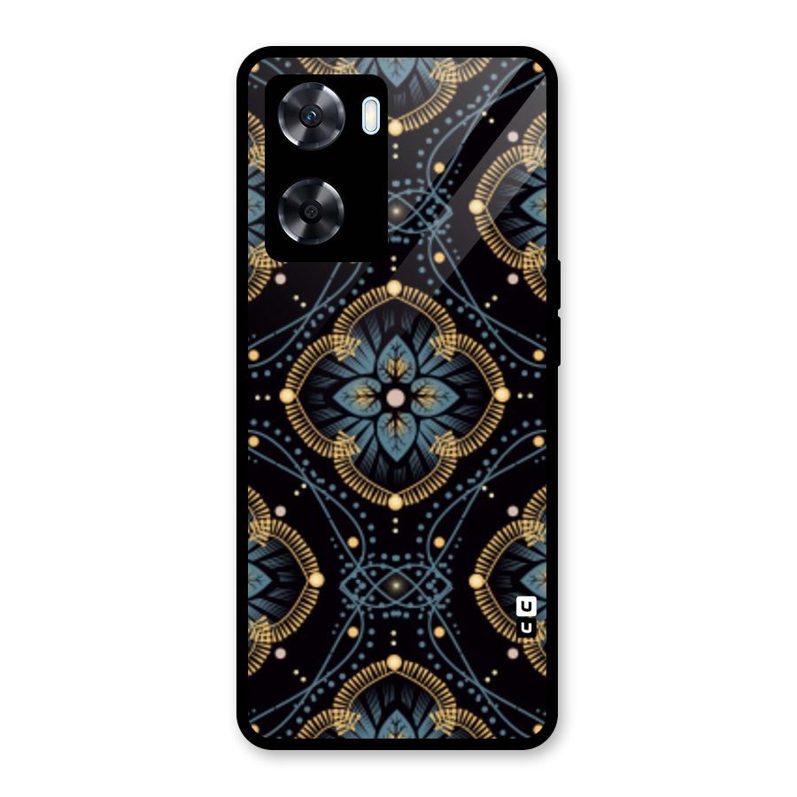 Blue With Black Flower Glass Back Case for Oppo A77