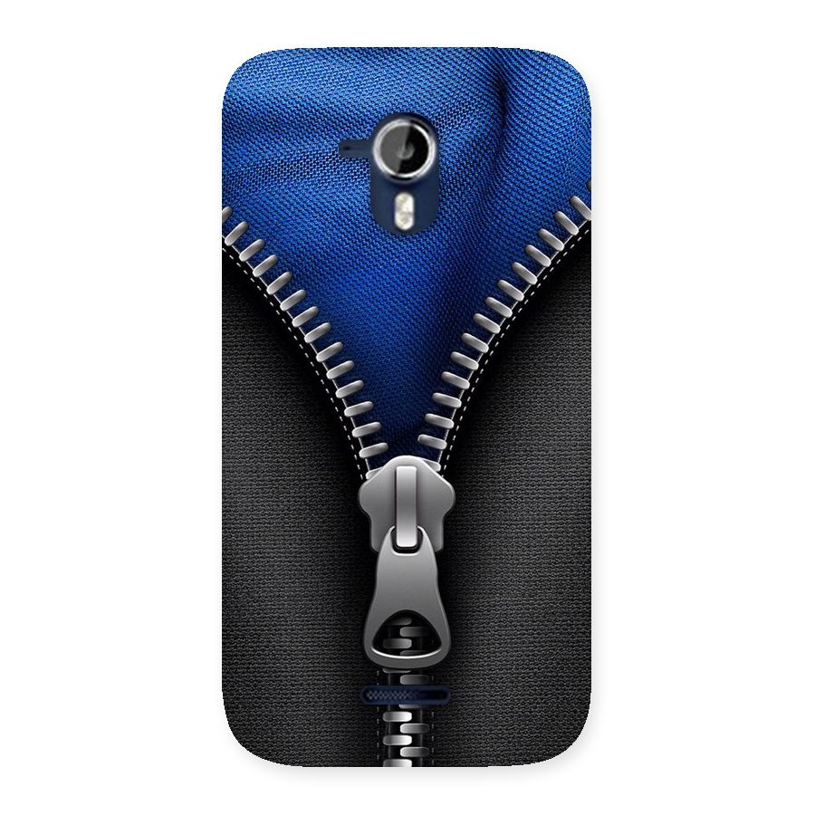 Blue Zipper Back Case for Micromax Canvas Magnus A117