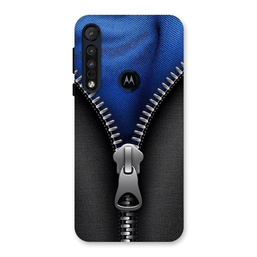 Blue Zipper Back Case for Motorola One Macro