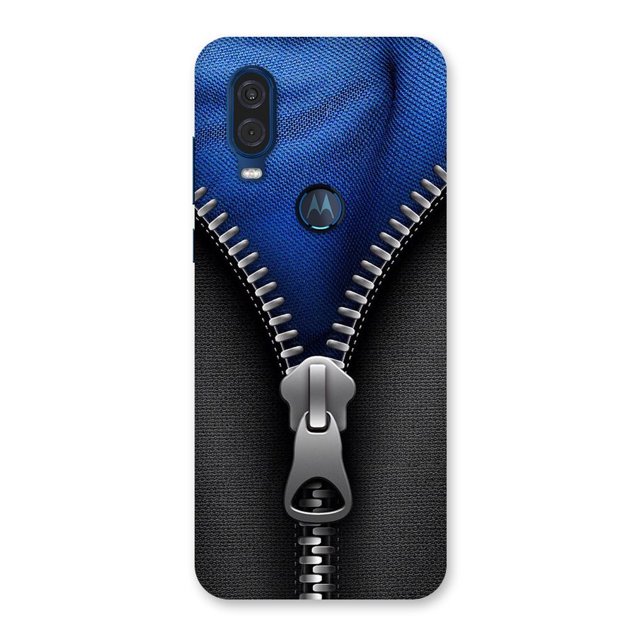 Blue Zipper Back Case for Motorola One Vision