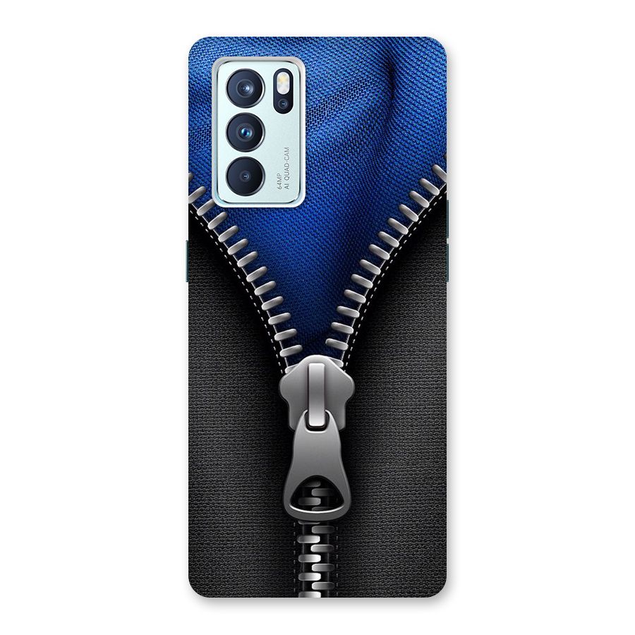 Blue Zipper Back Case for Oppo Reno6 Pro 5G