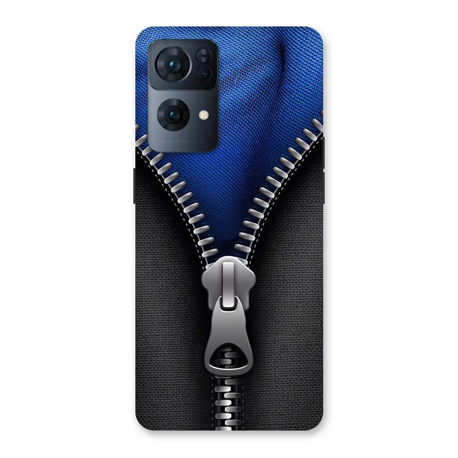Blue Zipper Back Case for Oppo Reno7 Pro 5G