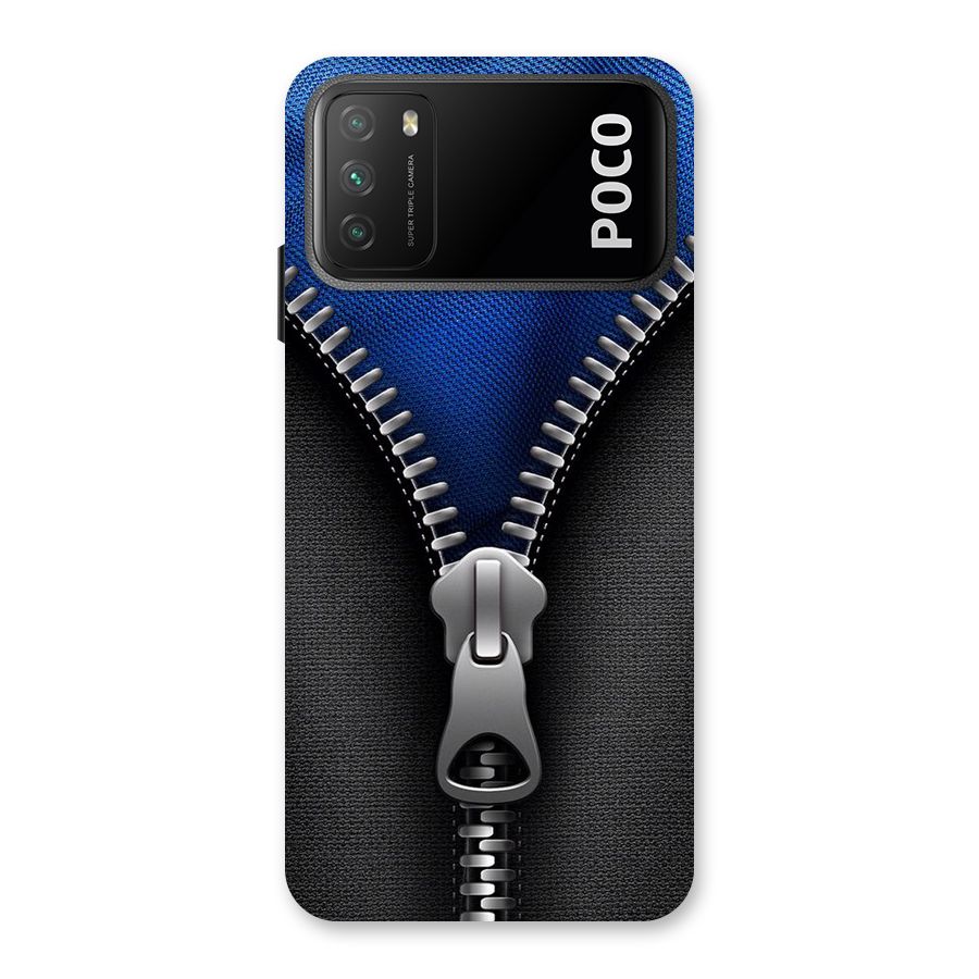 Blue Zipper Back Case for Poco M3