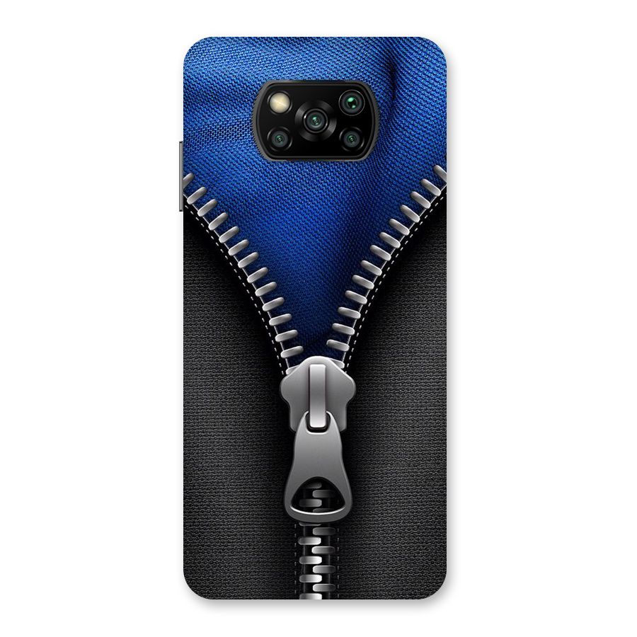 Blue Zipper Back Case for Poco X3