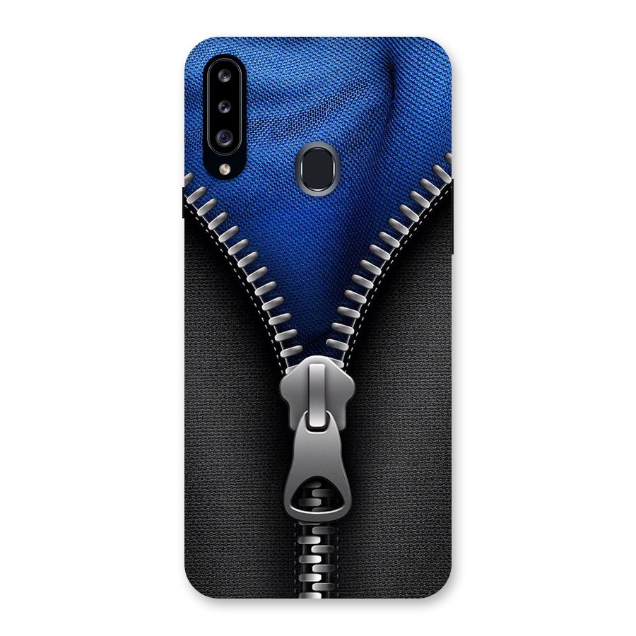 Blue Zipper Back Case for Samsung Galaxy A20s