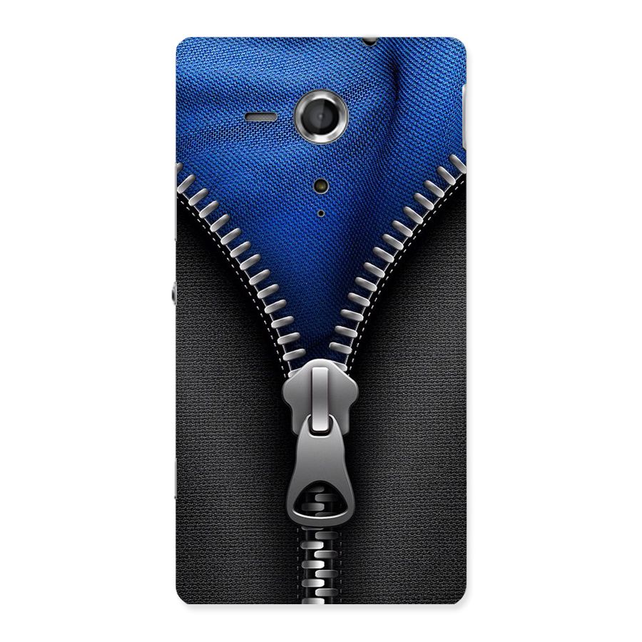 Blue Zipper Back Case for Sony Xperia SP