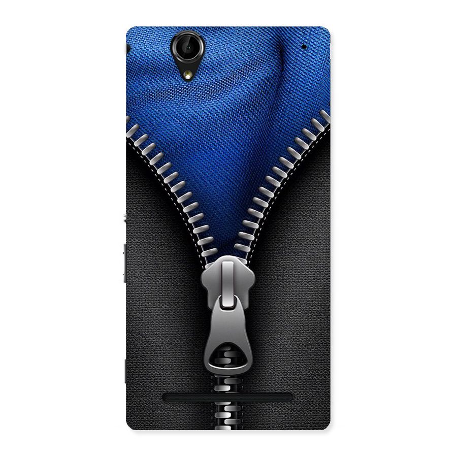 Blue Zipper Back Case for Sony Xperia T2