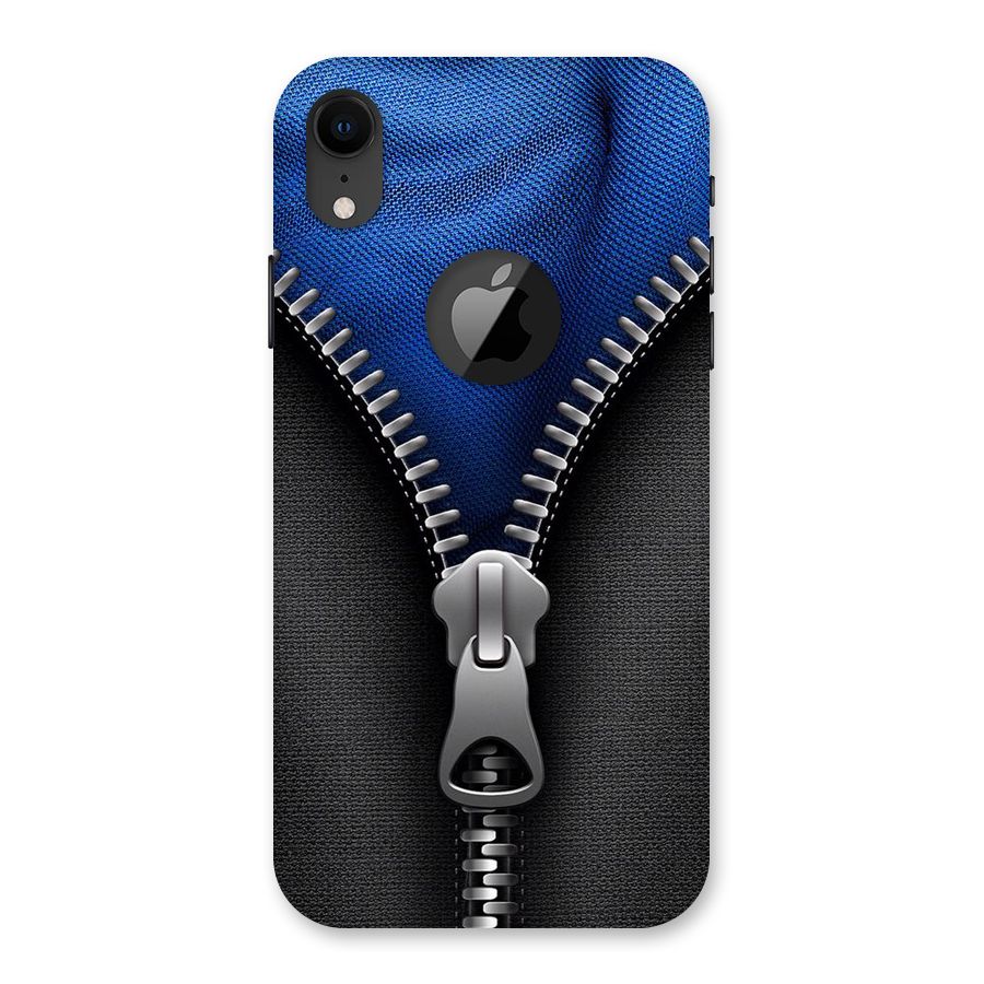 Blue Zipper Back Case for iPhone XR Logo Cut