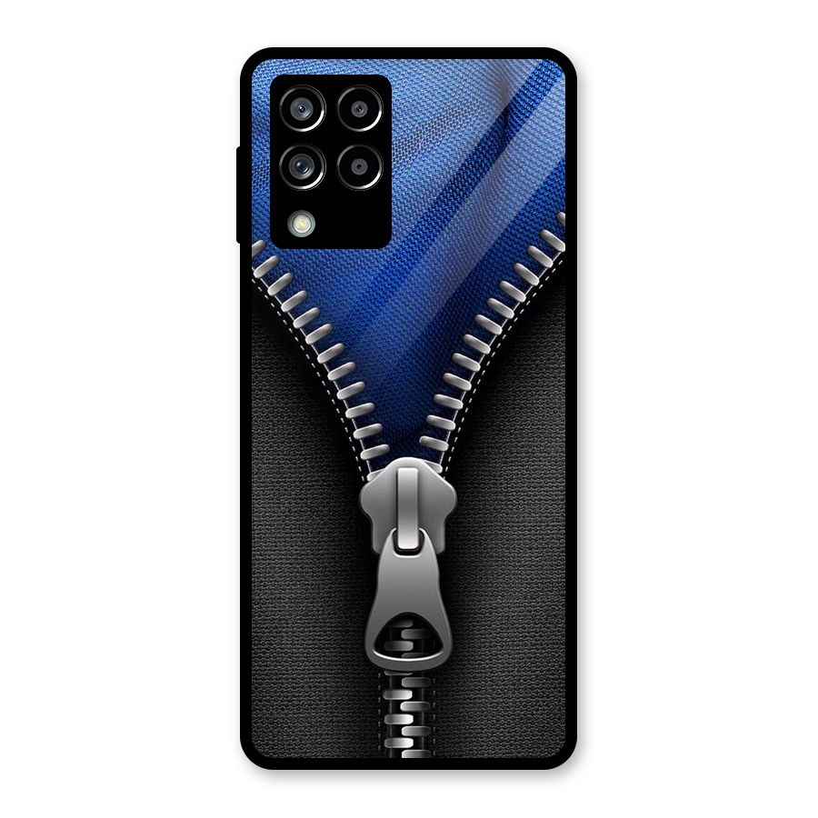 Blue Zipper Glass Back Case for Galaxy M53 5G