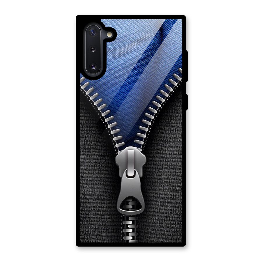 Blue Zipper Glass Back Case for Galaxy Note 10