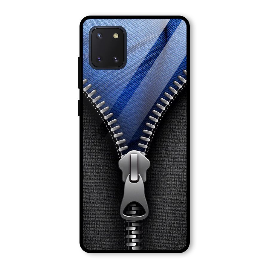 Blue Zipper Glass Back Case for Galaxy Note 10 Lite