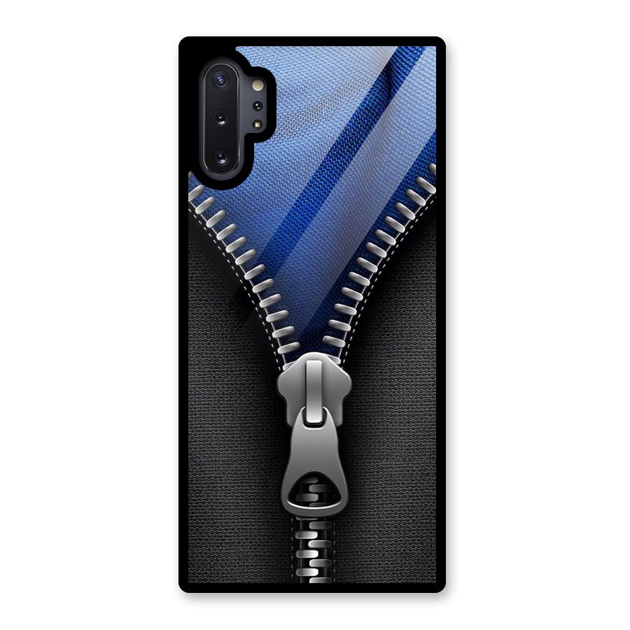 Blue Zipper Glass Back Case for Galaxy Note 10 Plus