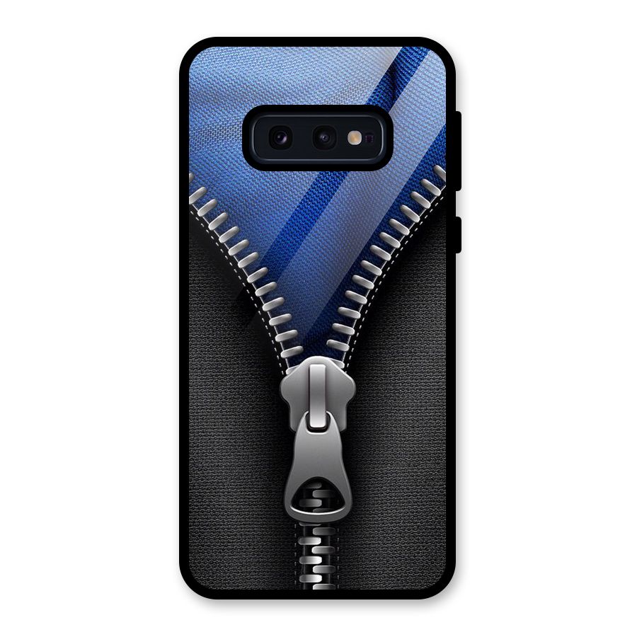 Blue Zipper Glass Back Case for Galaxy S10e