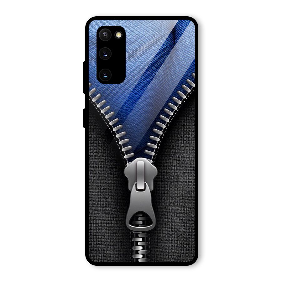 Blue Zipper Glass Back Case for Galaxy S20 FE 5G