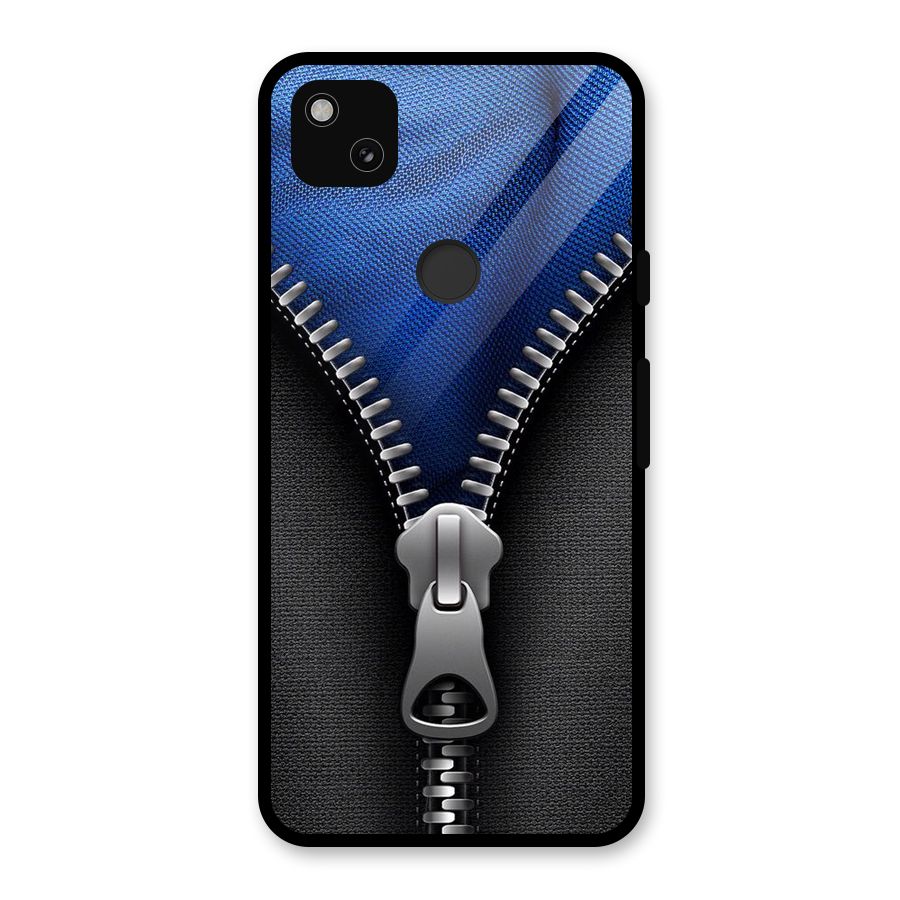 Blue Zipper Glass Back Case for Google Pixel 4a