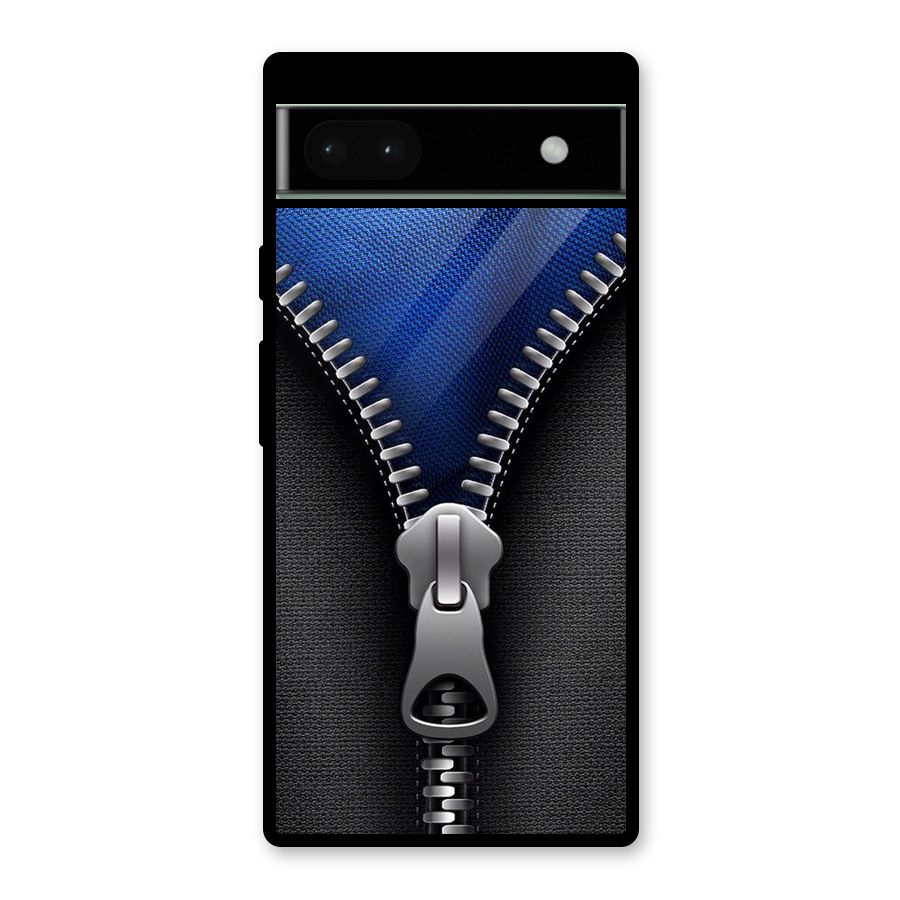 Blue Zipper Glass Back Case for Google Pixel 6a