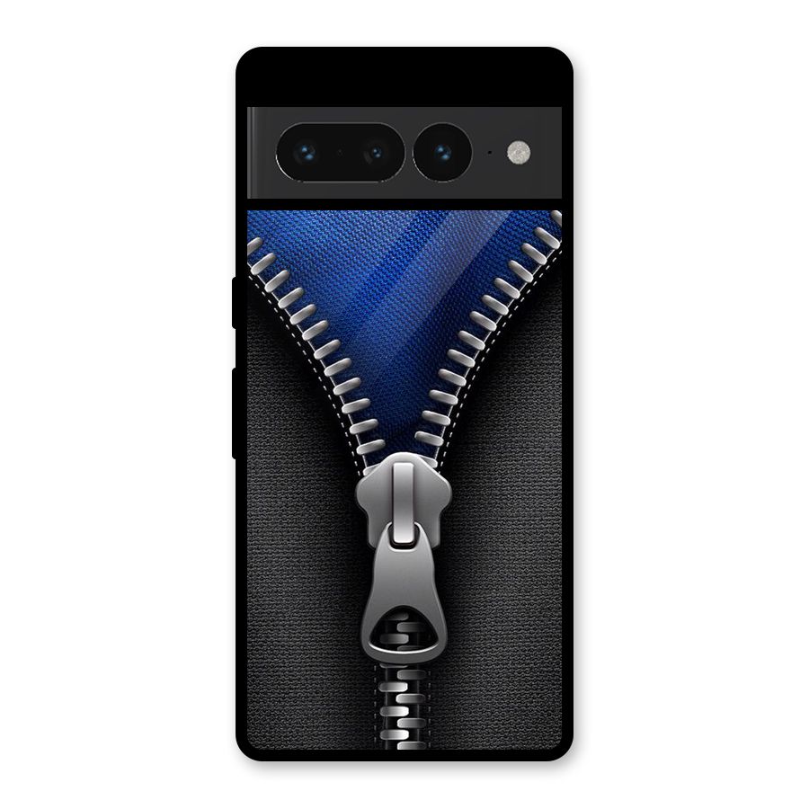 Blue Zipper Glass Back Case for Google Pixel 7 Pro