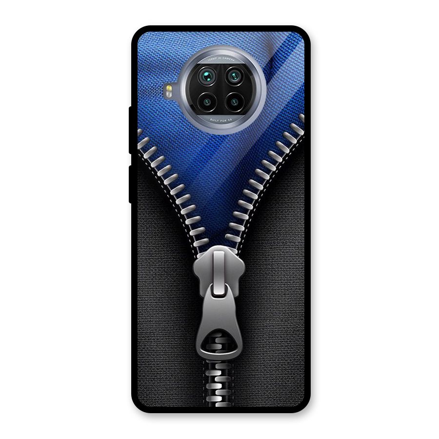 Blue Zipper Glass Back Case for Mi 10i