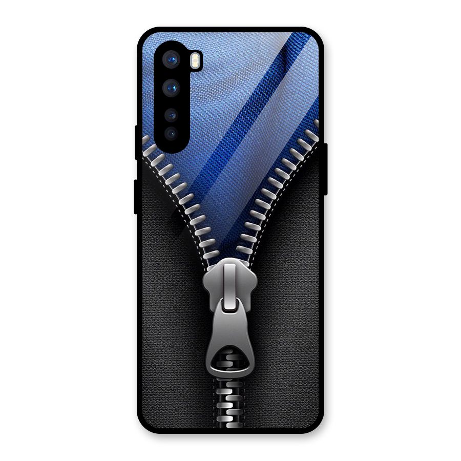 Blue Zipper Glass Back Case for OnePlus Nord