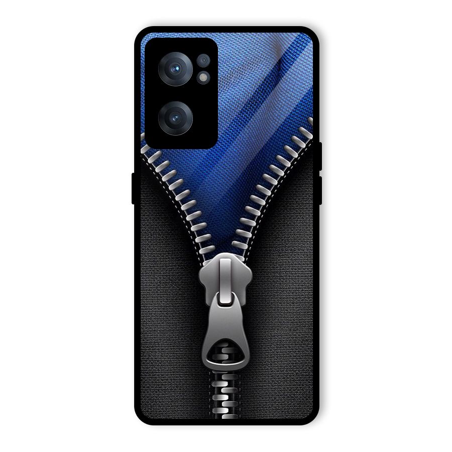 Blue Zipper Glass Back Case for OnePlus Nord CE 2 5G