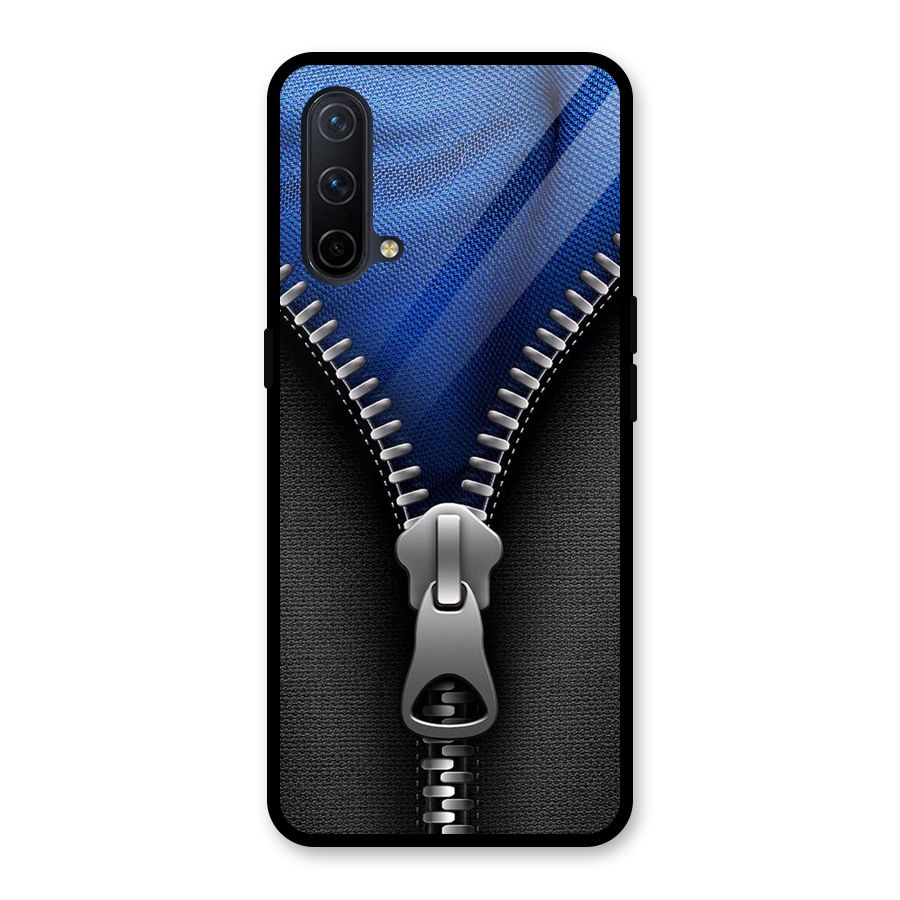Blue Zipper Glass Back Case for OnePlus Nord CE 5G