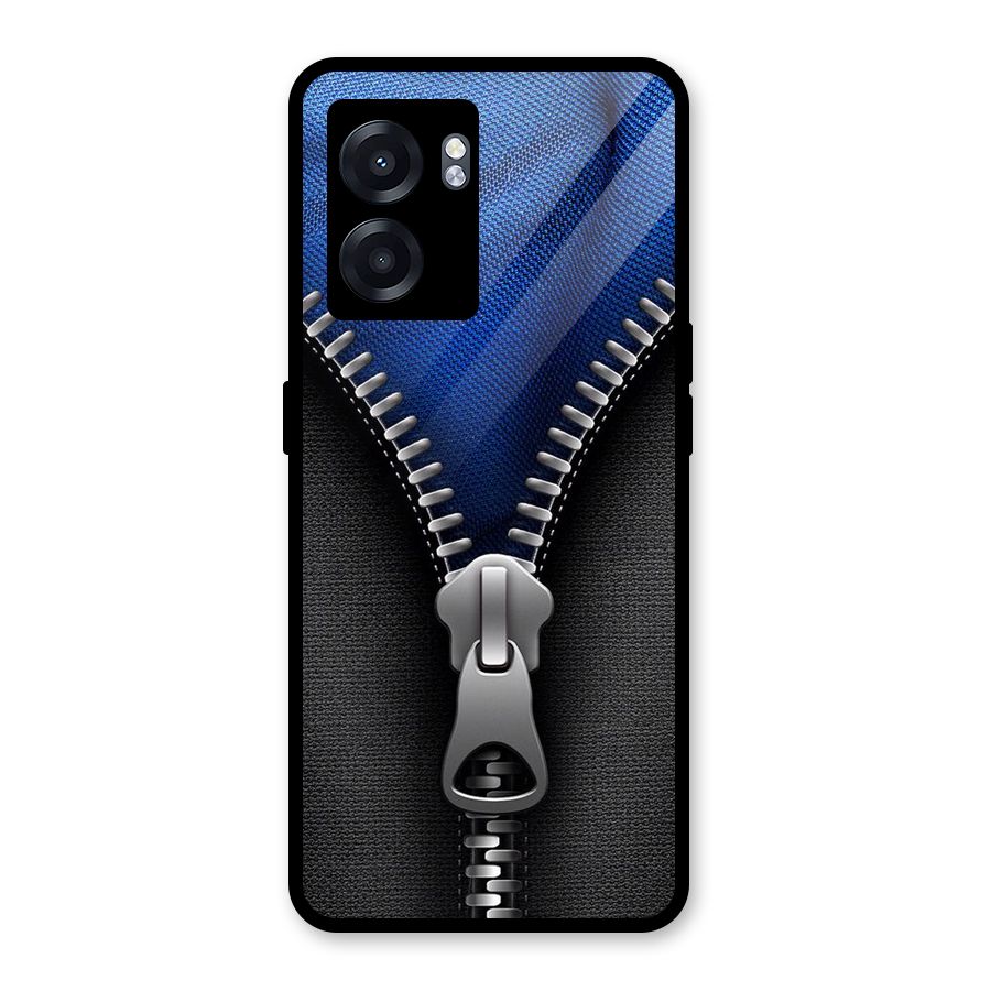 Blue Zipper Glass Back Case for Oppo K10 (5G)