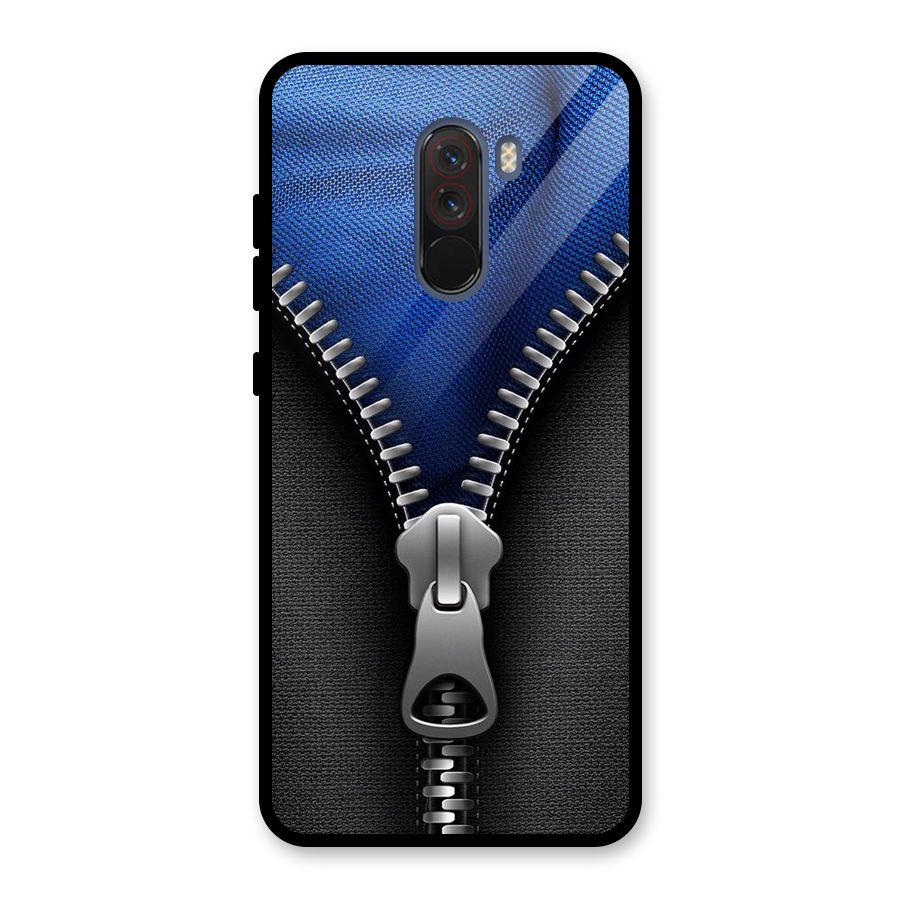 Blue Zipper Glass Back Case for Poco F1
