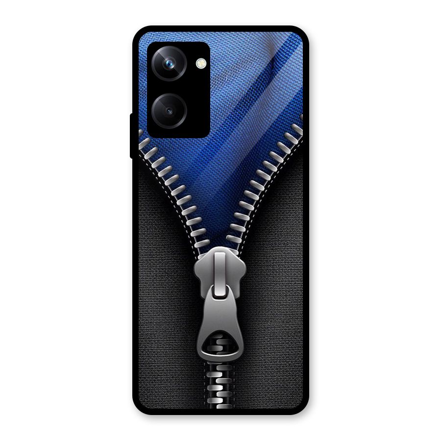 Blue Zipper Glass Back Case for Realme 10 Pro