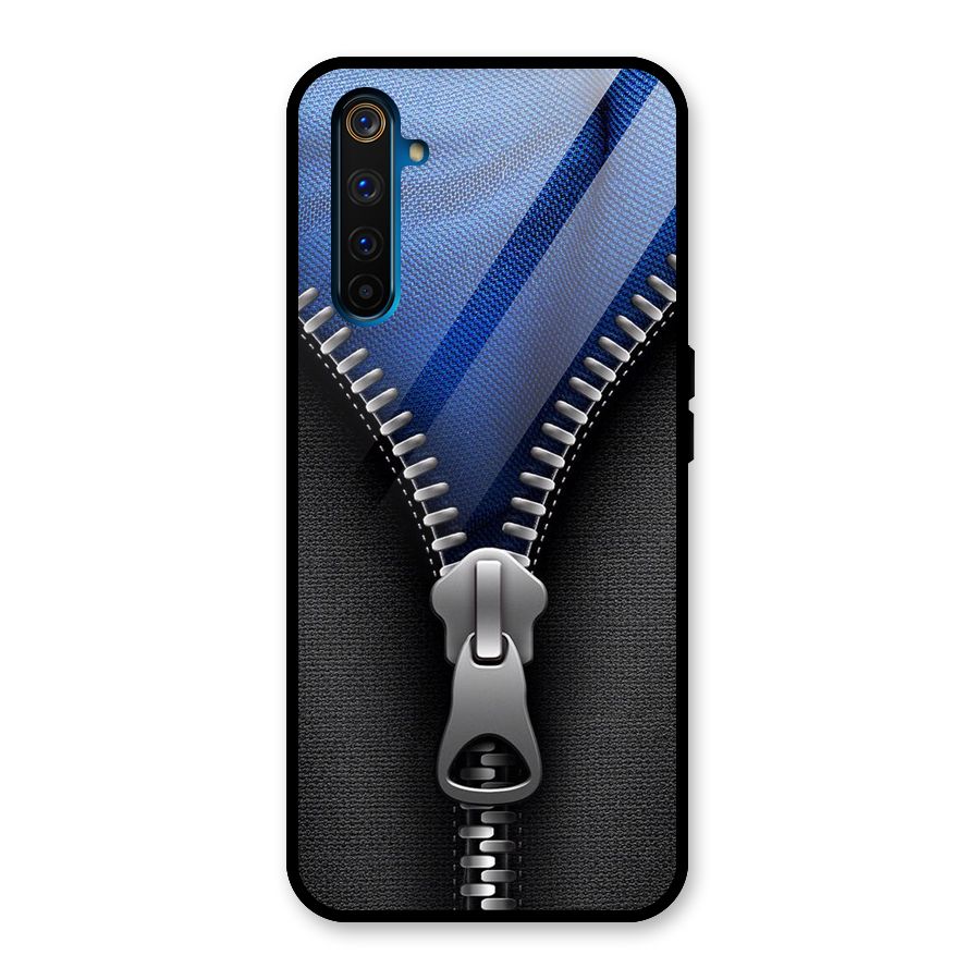 Blue Zipper Glass Back Case for Realme 6 Pro