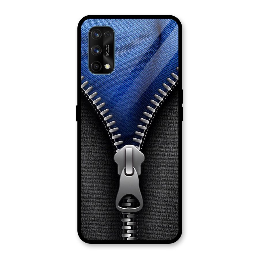 Blue Zipper Glass Back Case for Realme 7 Pro
