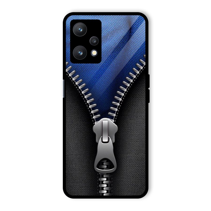 Blue Zipper Glass Back Case for Realme 9 Pro 5G