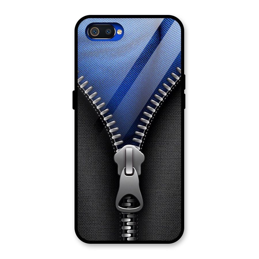 Blue Zipper Glass Back Case for Realme C2