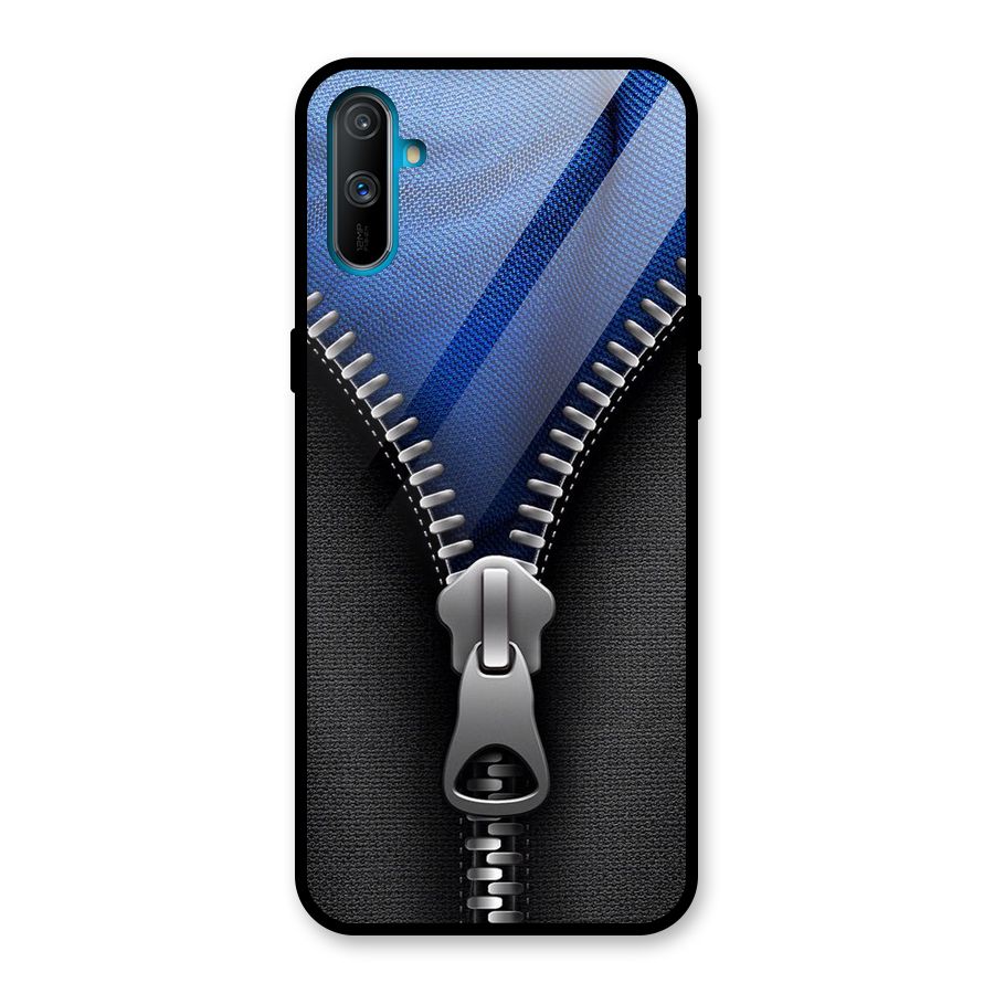 Blue Zipper Glass Back Case for Realme C3